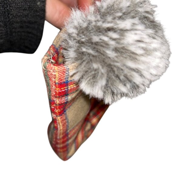 red khaki british nova check plaid wool zip pouch makeup bag - Picture 4 of 4